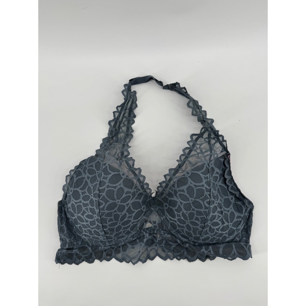 PINK Lace Halter Bralette Gray Pink‎ Padded Longline Small